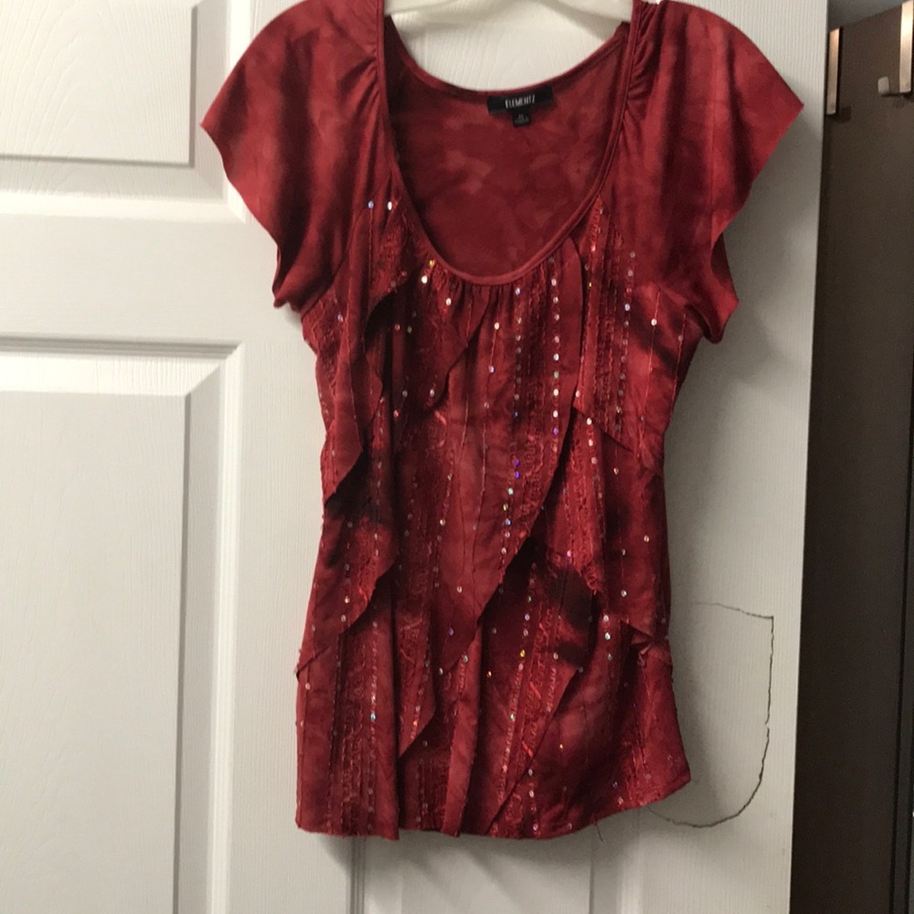 Tie dye sparkle ruffle top blouse